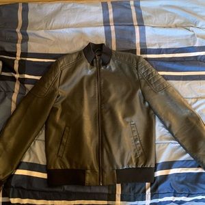 Forever 21 Mens Leather Bomber Jacket